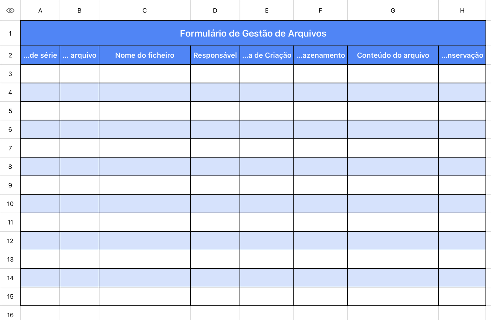 Formulário de Gestão de Arquivos